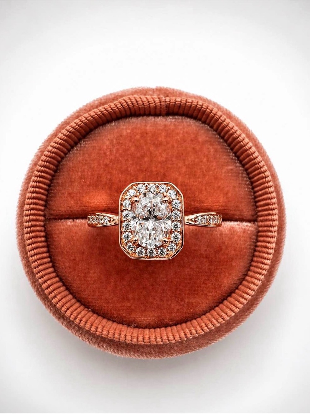 Rose Gold Halo Diamond Engagement Ring - Women Jewelry